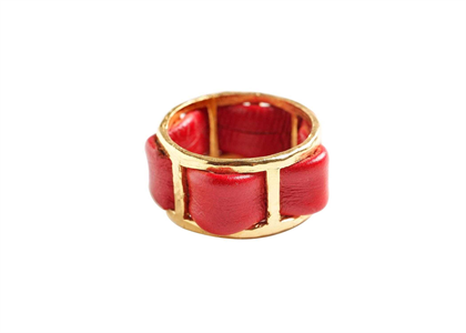 Gold Plated Fashionable Leather Ring